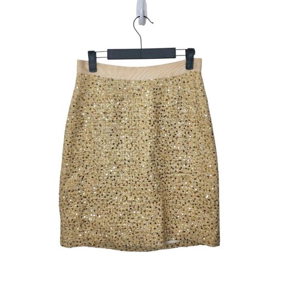 kate spade Dresses & Skirts - Kate Spade Gold Sequin Pencil Glam Party Going Out Mini‎ Skirt The Rules Size 2